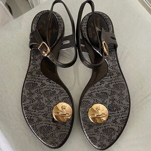 Vivienne Westwood for Melissa Black/Grey Sandals with Gold Details Size 5